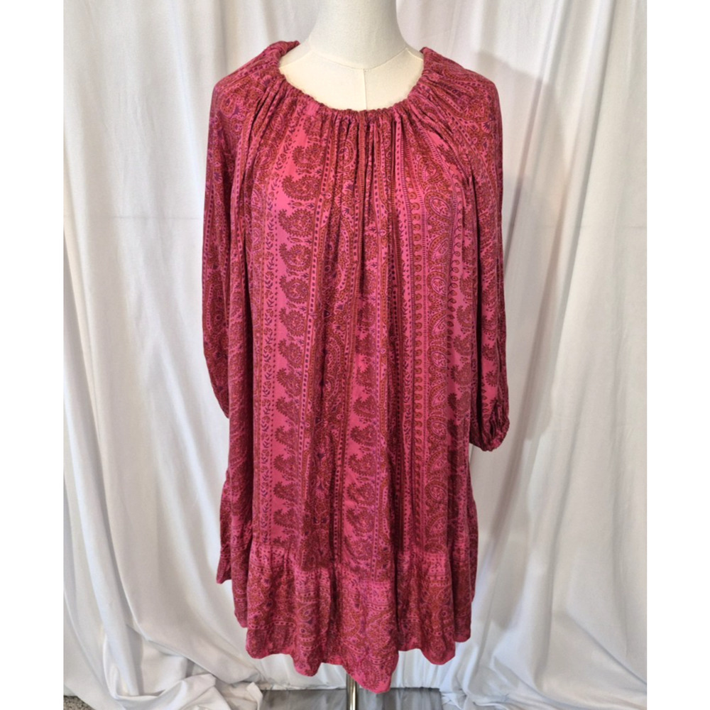 Anthropologie Pink Paisley Mini Dress